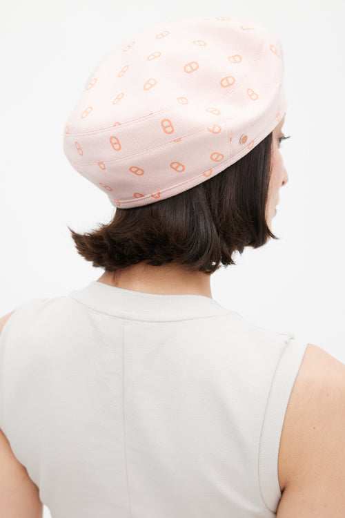 Hermès Pink and Orange Saint-Honoré Reversible Beret