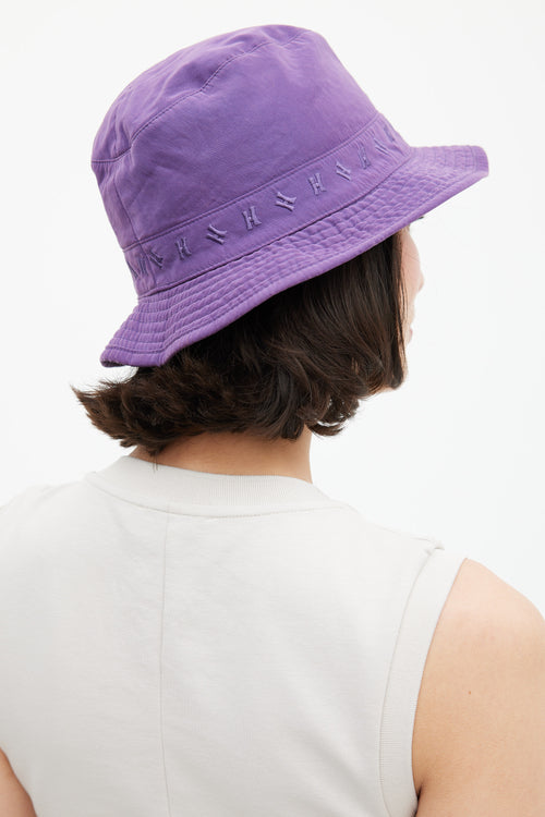 Hermès Purple Embroidered H Logo Trimmed Bucket Hat