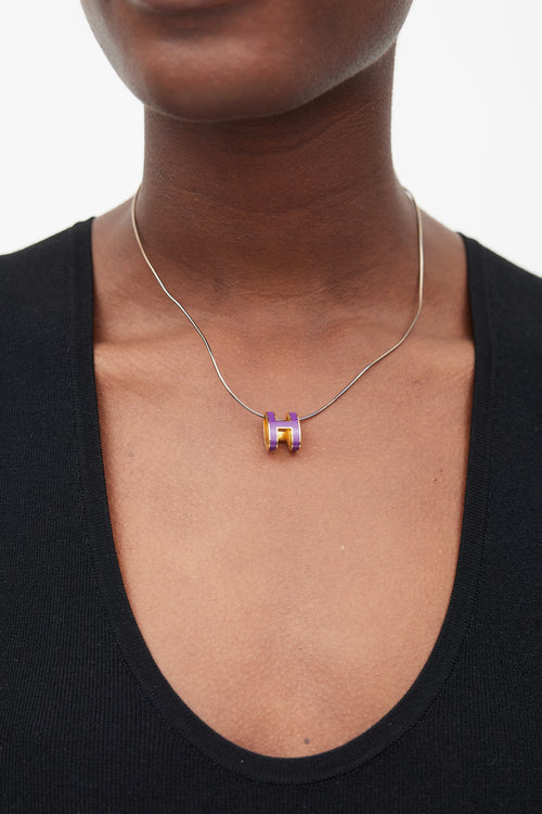 Hermès Gold 
Purple Mini Pop H Necklace