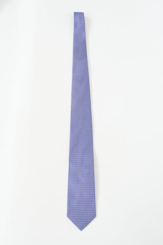 Hermès Purple 
Light Blue Silk H Patterned Tie