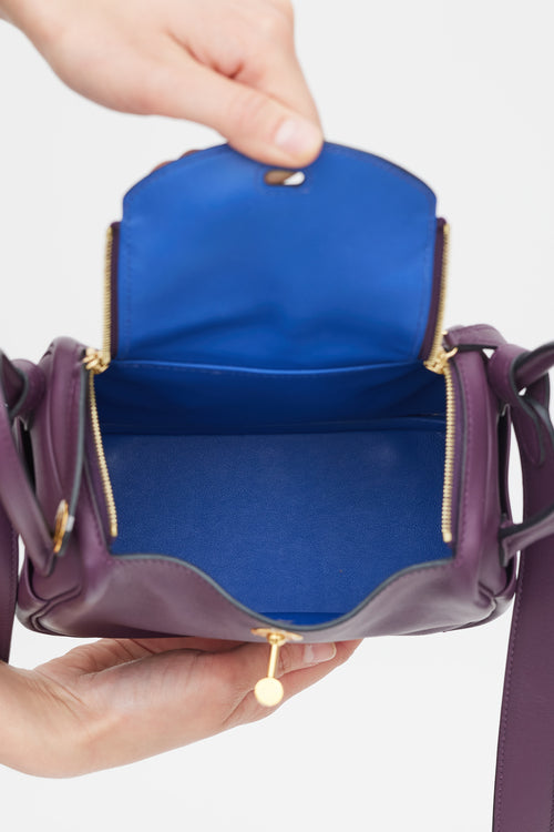 Hermès 2022 Cassis 
Bleu Royal Swift Leather Mini Lindy Bag