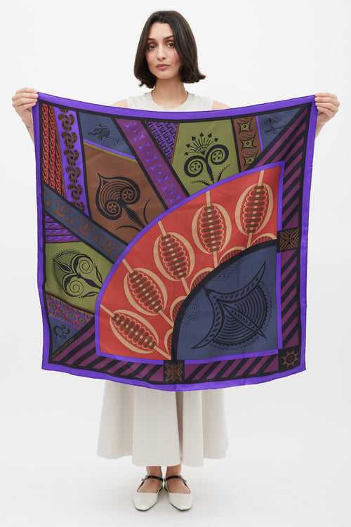 Hermès Purple 
Multicolour Géométrie Crétoise Silk Scarf