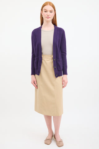 Hermès Purple Cashmere Knit V-Neck Cardigan