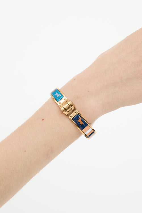 Hermès Gold 
Multicolour Charniere Couvertures Enamel Bracelet