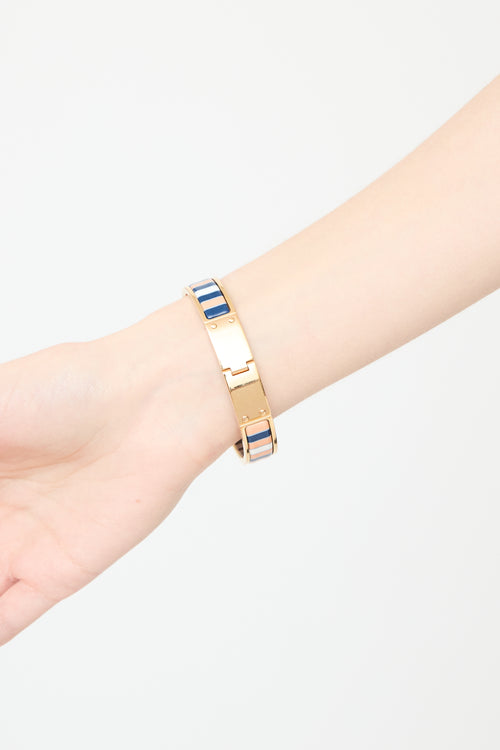 Hermès Gold 
Multicolour Charniere Couvertures Enamel Bracelet