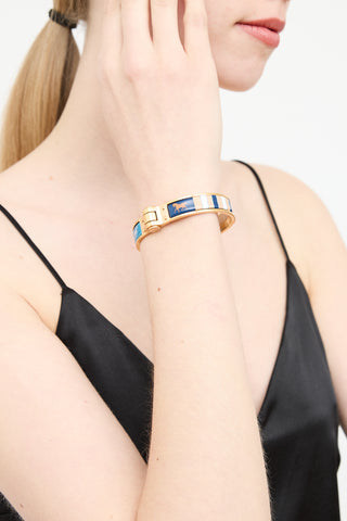 Hermès Gold 
Multicolour Charniere Couvertures Enamel Bracelet