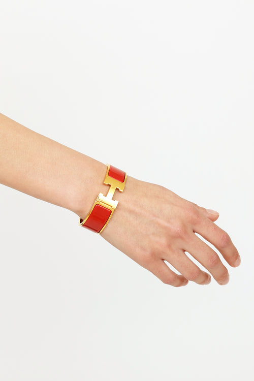 Hermès Red Enamel Clic Clac H Bracelet