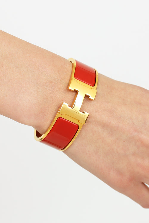 Hermès Red Enamel Clic Clac H Bracelet