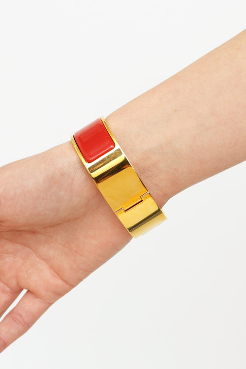 Hermès Red Enamel Clic Clac H Bracelet