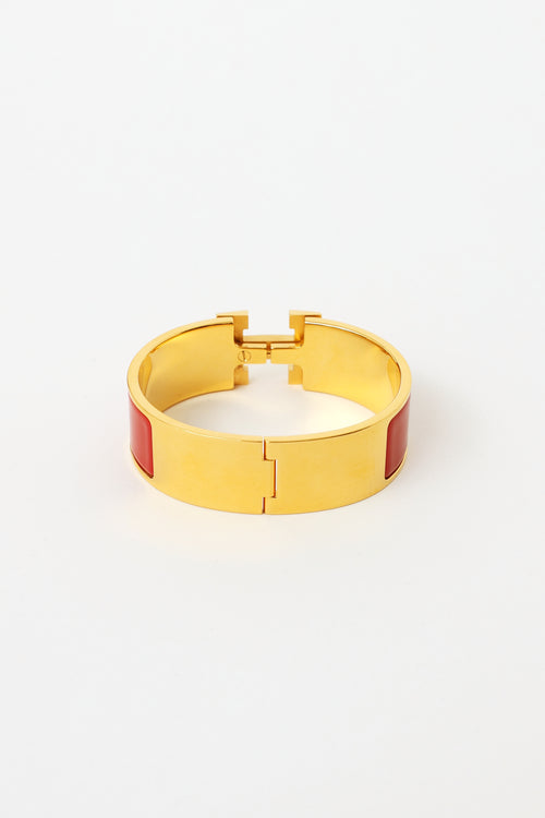 Hermès Red Enamel Clic Clac H Bracelet