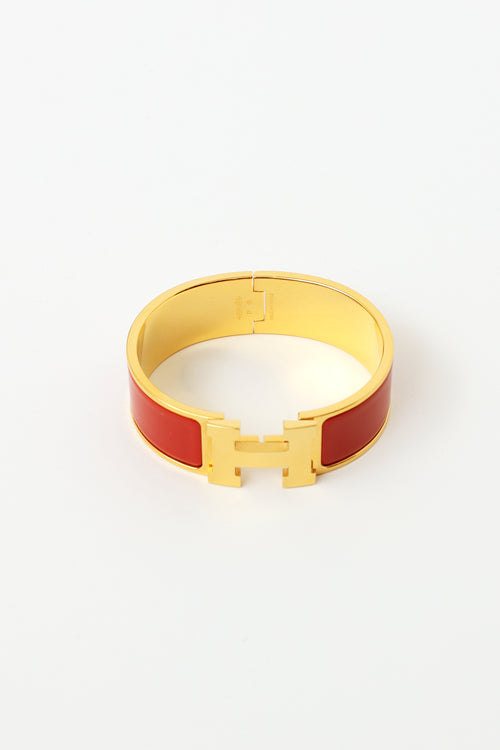 Hermès Red Enamel Clic Clac H Bracelet