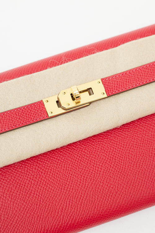 Hermès 2016 Rouge Casaque Epsom 
Gold Kelly Wallet