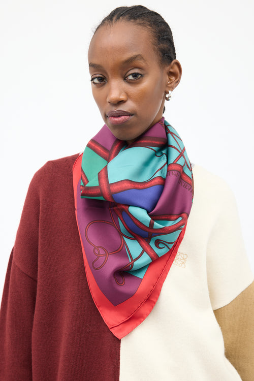 Hermès Red 
Multi Silk Coup de Fouet 90 Scarf