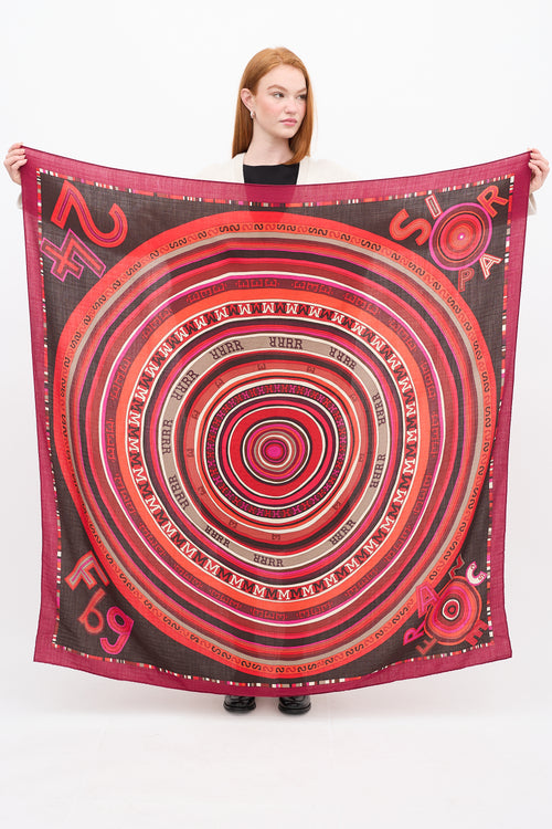 Hermes Red 
Multicolour Tohu Bohu Scarf