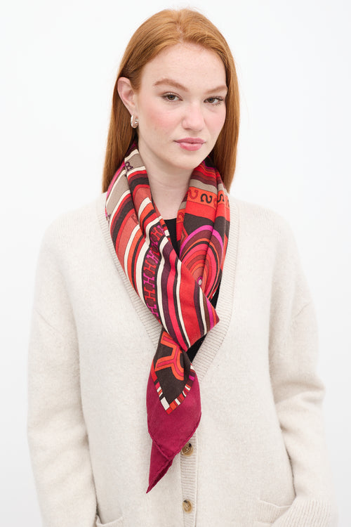 Hermes Red 
Multicolour Tohu Bohu Scarf