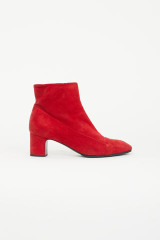 Hermès Red Suede Ankle Boot