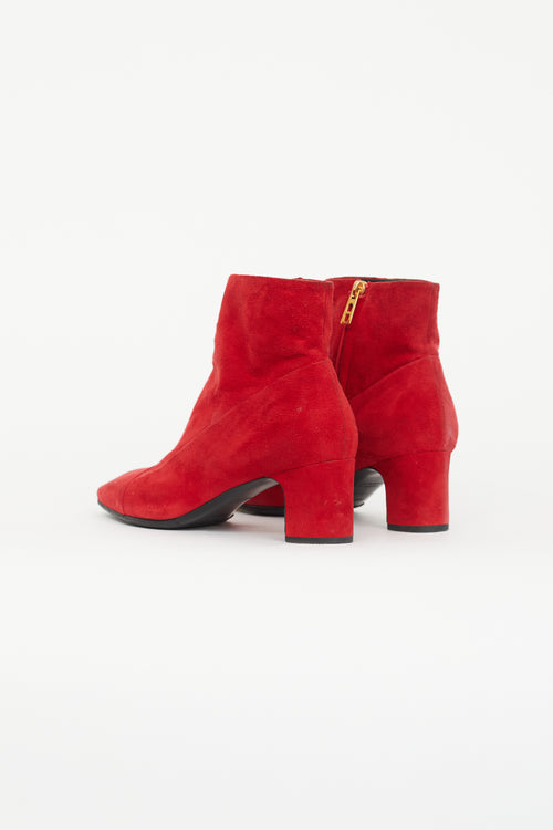 Hermès Red Suede Ankle Boot