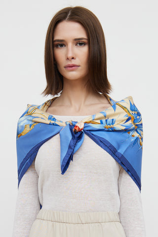 Hermès Blue Serenite Silk Twill Scarf