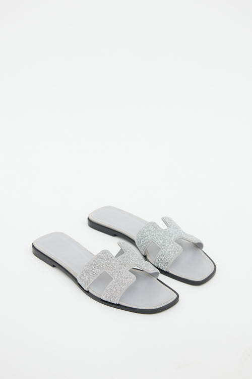 Hermès Silver Glitter Oran Sandal