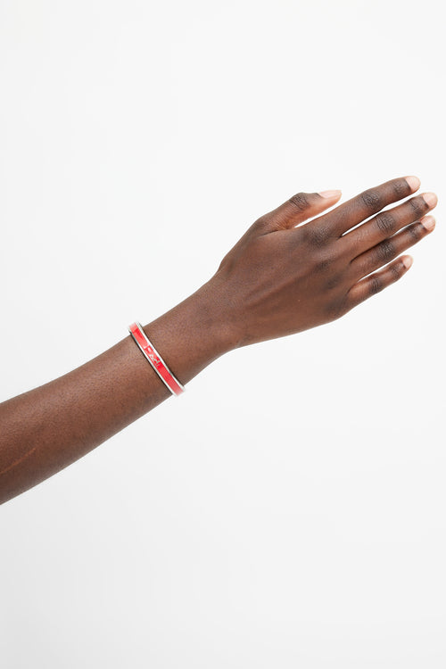 Hermès Silver 
Red Calèche Bangle