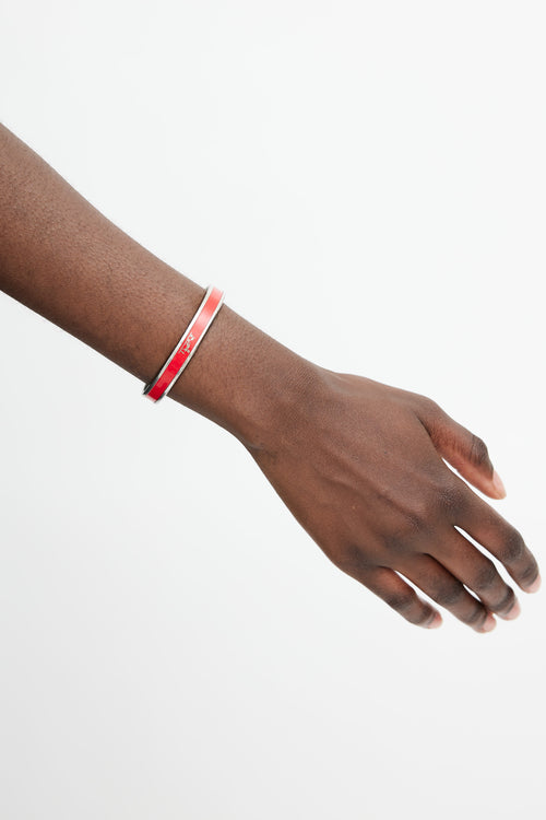 Hermès Silver 
Red Calèche Bangle