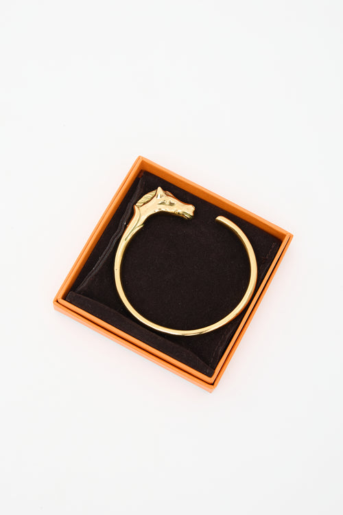 Hermès Vintage Gold Plated Head Bangle Bracelet