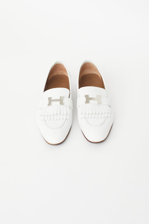 Hermès White 
Silver Royal Leather Loafer