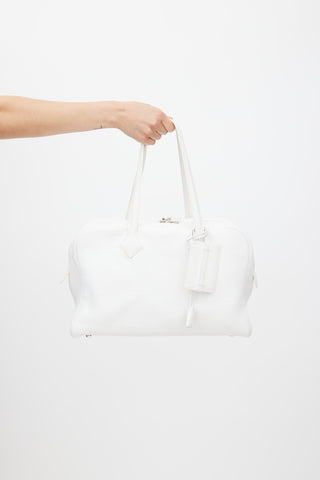 Hermès White Clemence Victoria II 35 Bag