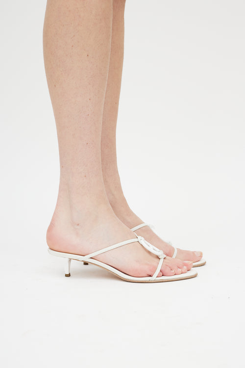 Hermès White Kiss Leather Sandal