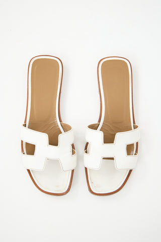 Hermès White Havane Leather Oran Sandal