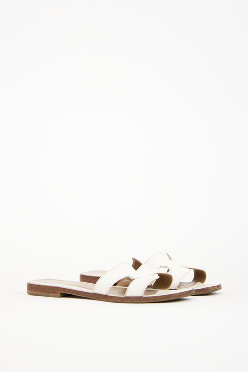 Hermès White Havane Leather Oran Sandal