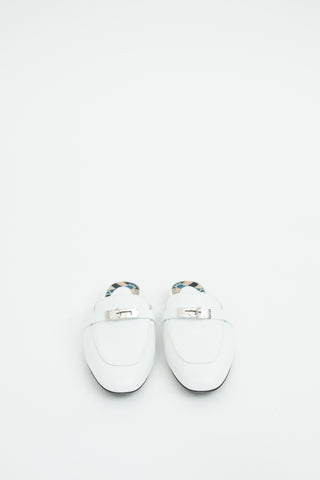 Hermes White Leather Oz Loafer Mule