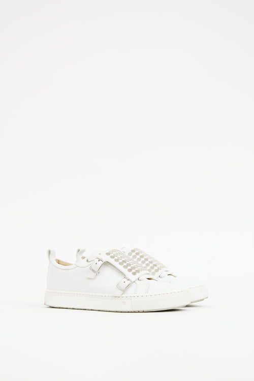 White 
Silver Leather Studded Sneaker