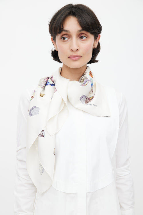 Hermès 2007 White 
Multi Mineraux 90 Scarf