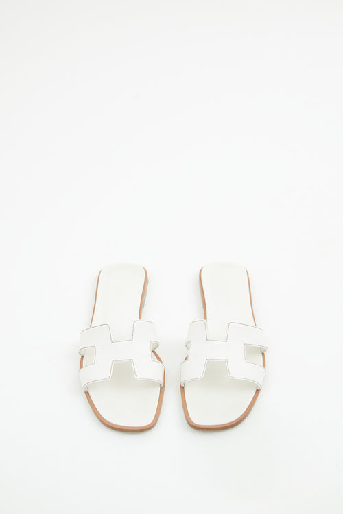 Hermès White Oran Sandal