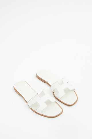 Hermès White Oran Sandal