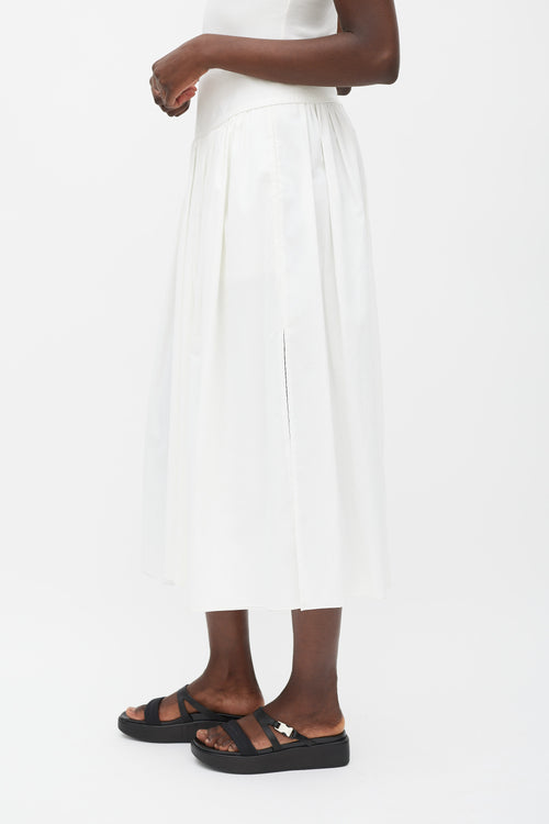 Hermès White Pleated Maxi Skirt