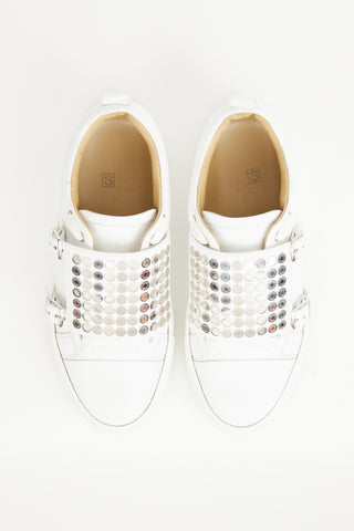 White 
Silver Leather Studded Sneaker