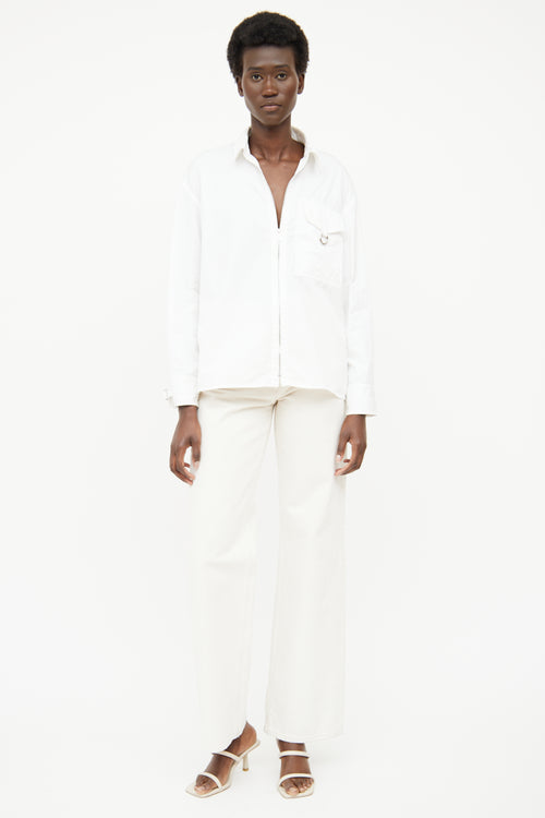 Hermès White Zip Cotton Long Sleeve Shirt