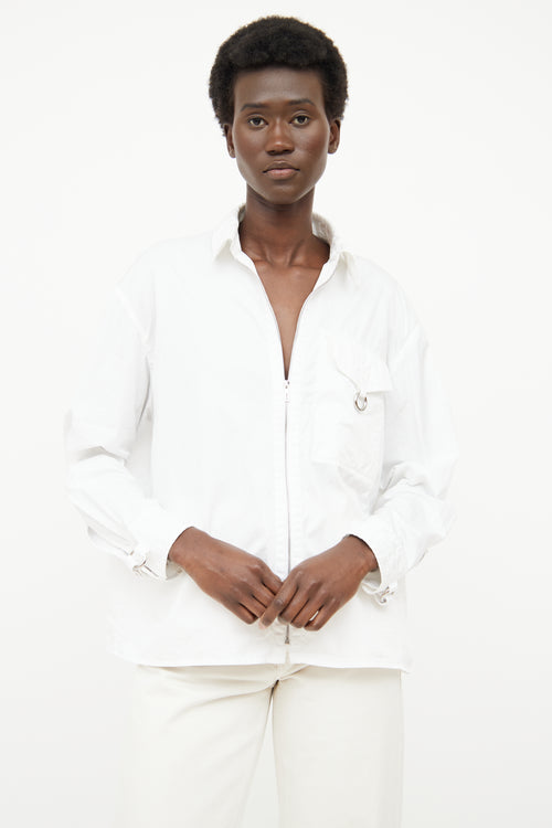 Hermès White Zip Cotton Long Sleeve Shirt