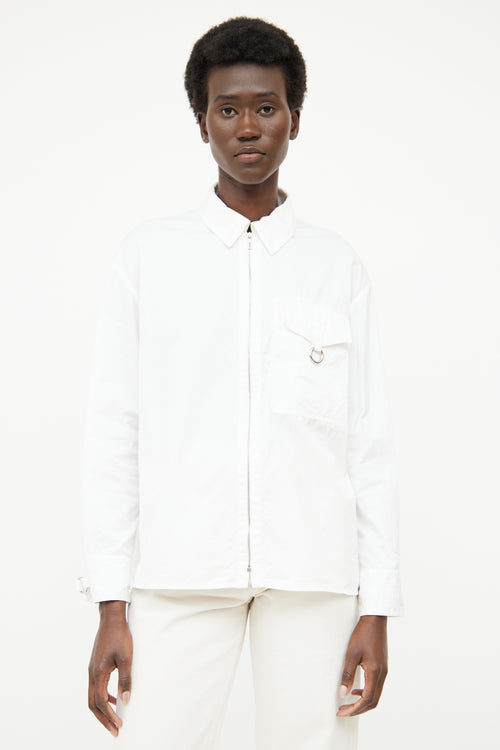 Hermès White Zip Cotton Long Sleeve Shirt