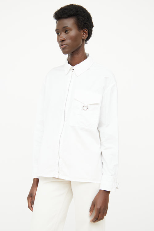 Hermès White Zip Cotton Long Sleeve Shirt