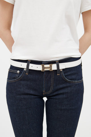 White 
Etoupe Mini Reversible Constance Belt