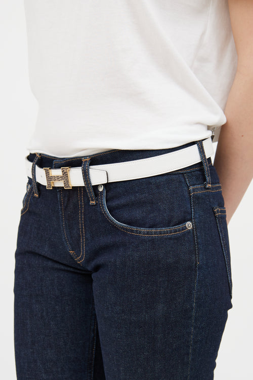 White 
Etoupe Mini Reversible Constance Belt