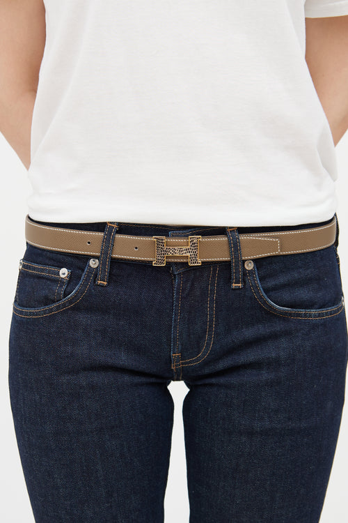 White 
Etoupe Mini Reversible Constance Belt