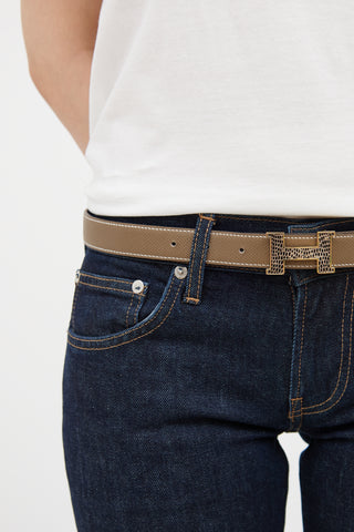 White 
Etoupe Mini Reversible Constance Belt