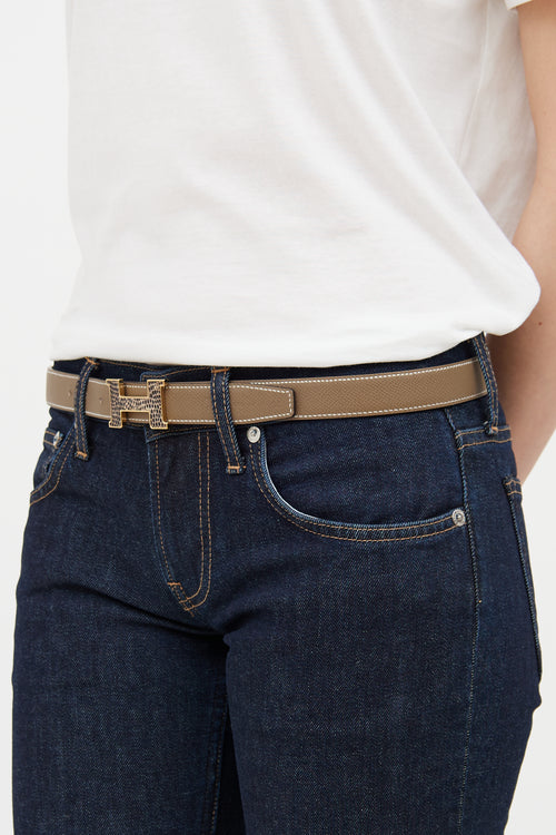 White 
Etoupe Mini Reversible Constance Belt