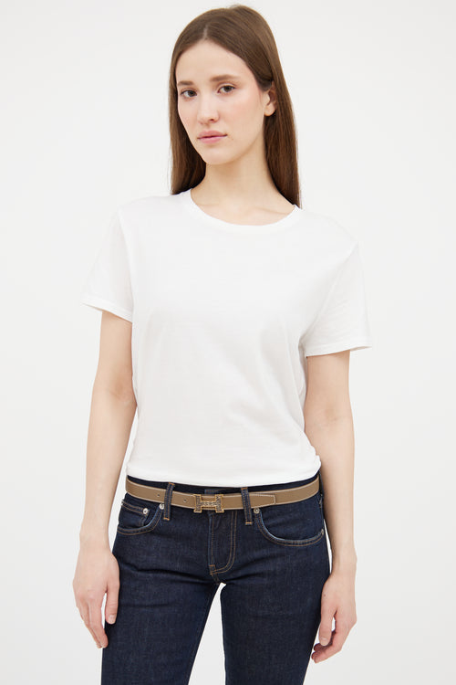 White 
Etoupe Mini Reversible Constance Belt