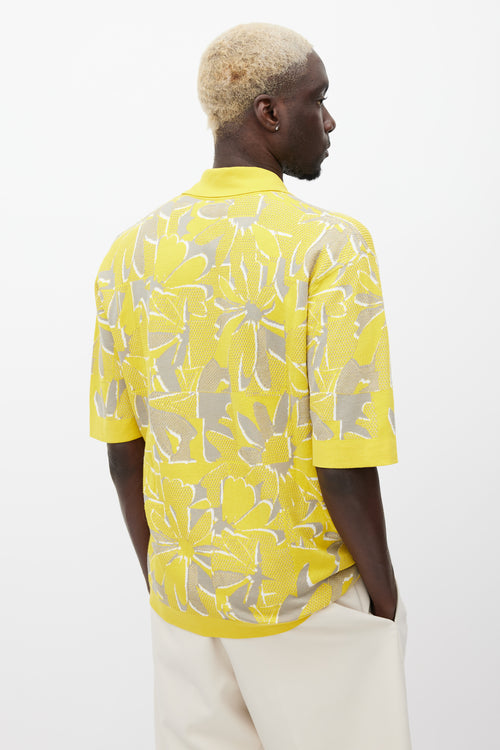 Hermès Yellow 
Grey Floral Woven Shirt