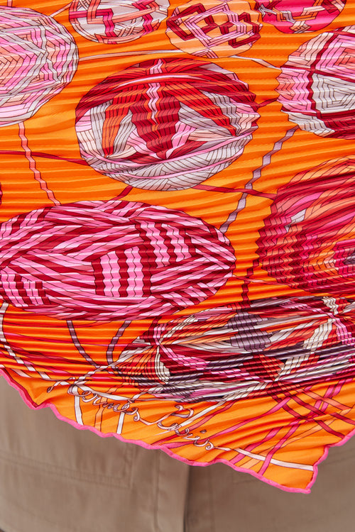 Hermès Orange 
Multi L
Art du Temari Losange Plisse Scarf